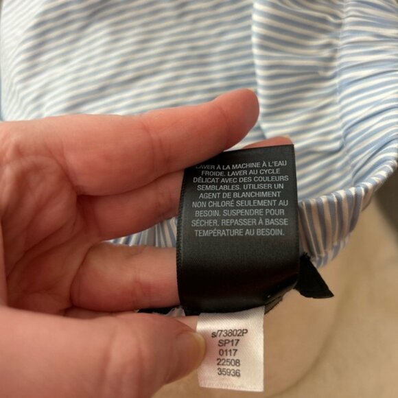 INC International Concepts Stripe Off the shoulder Blouse Top Bow Sleeve blue - Picture 11 of 13